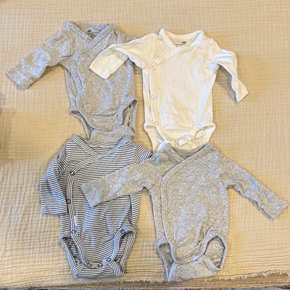 Gray and White Baby One Piece Set